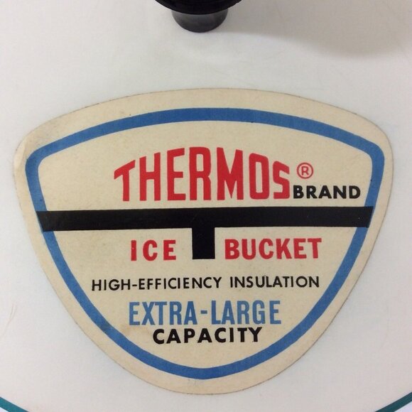 Vintage Thermos Plastic Ice Bucket Teal White Bar Restaurant Man Cave Decor - Picture 3 of 12